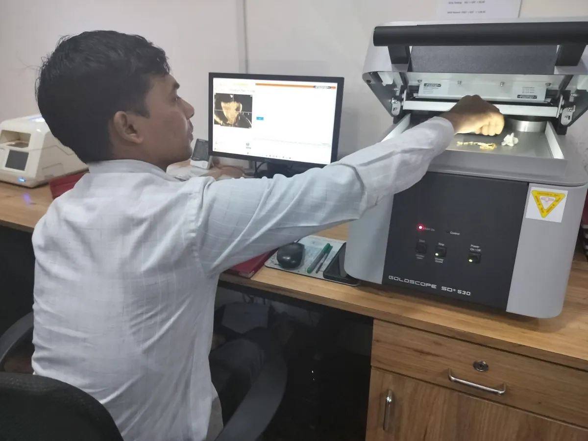 XRF spectrometry testing in the laboratory